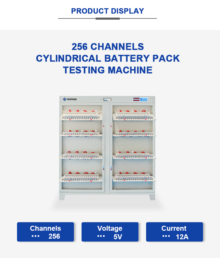 Affichage du produit de la machine d'essai de batterie cylindrique-256 canaux 10A 12A